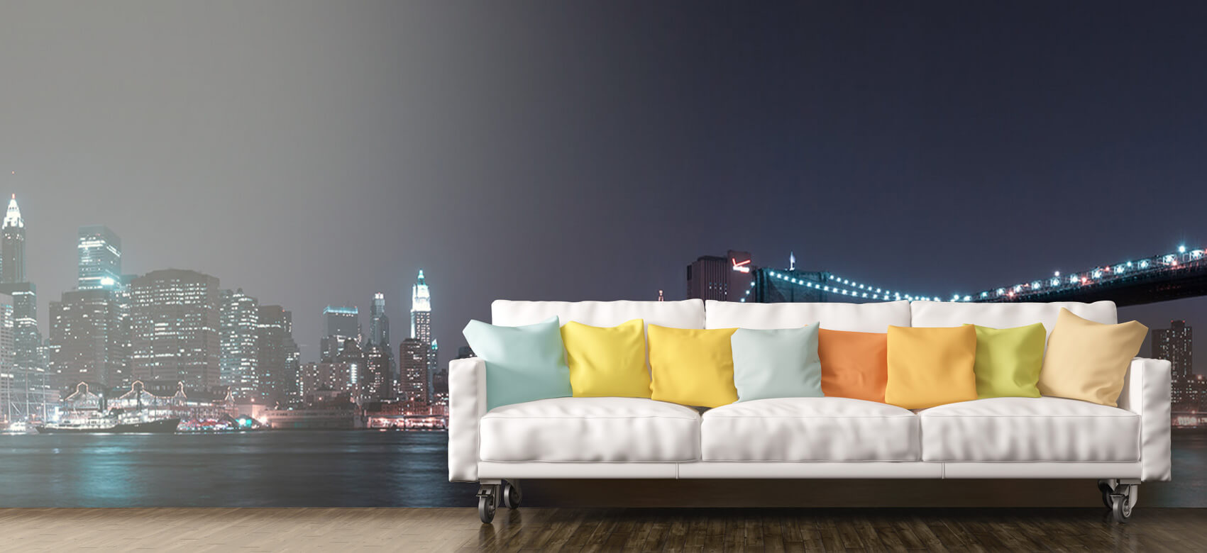 Nacht Papel pintado con El horizonte de Manhattan y el puente de Brooklyn - Habitación de adolescentes 10