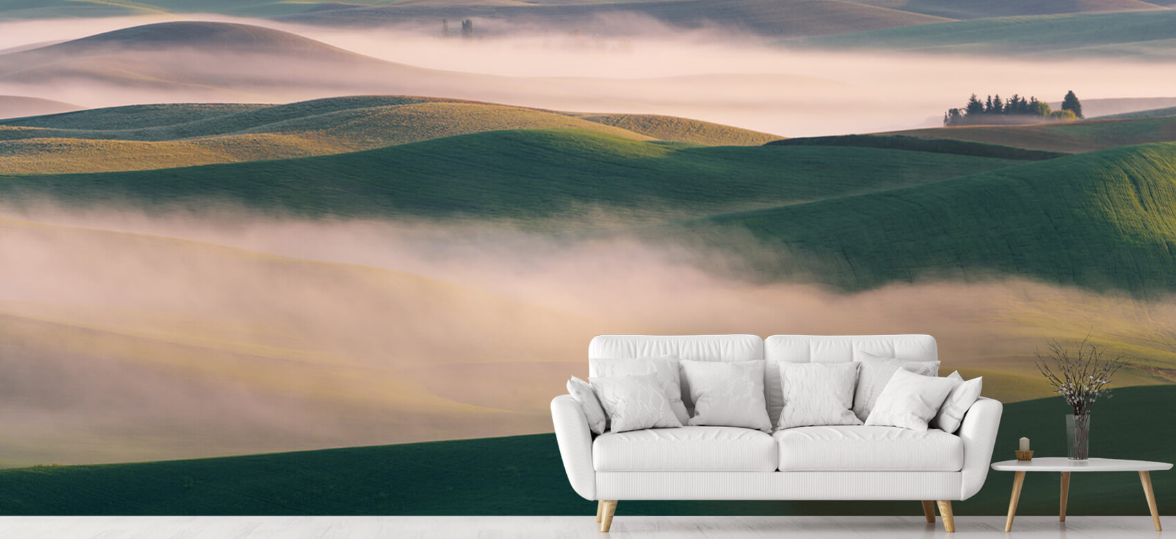 Landschap Papel pintado con El país de los sueños en la niebla matinal - Salón 5