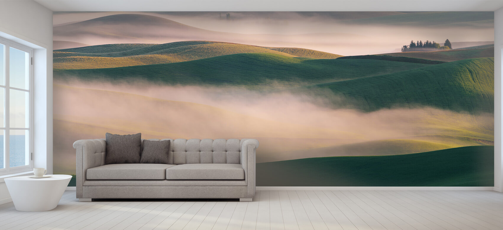 Landschap Papel pintado con El país de los sueños en la niebla matinal - Salón 8