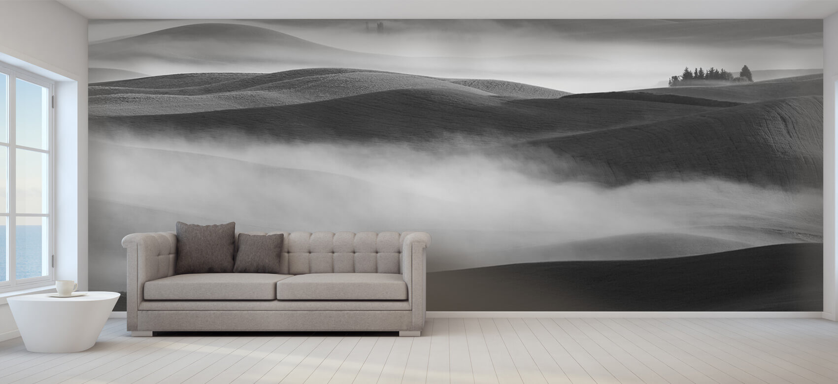 Landschap Papel pintado con El país de los sueños en la niebla matinal - Salón 9