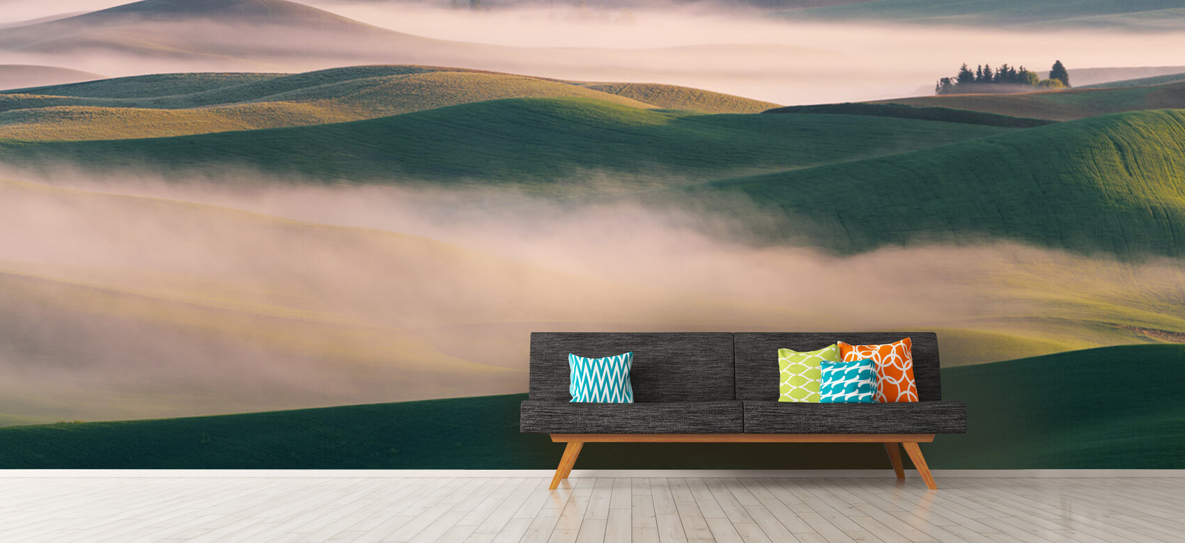 Landschap Papel pintado con El país de los sueños en la niebla matinal - Salón 12