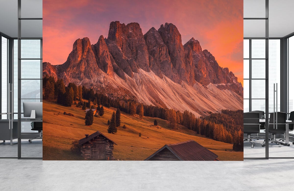 Landscape Papel pintado con Cabañas en los Dolomitas - Salón 7