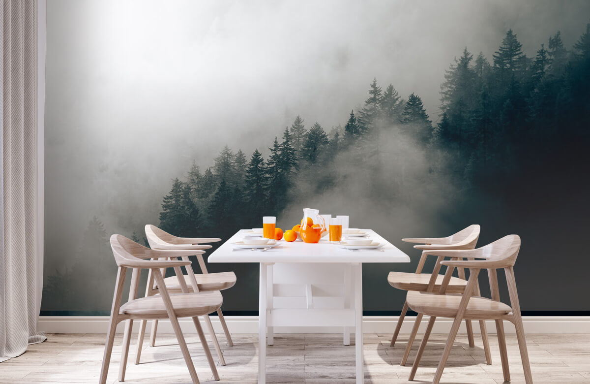 Empapelado Papel pintado con Mañana alpina con niebla - Habitación 2