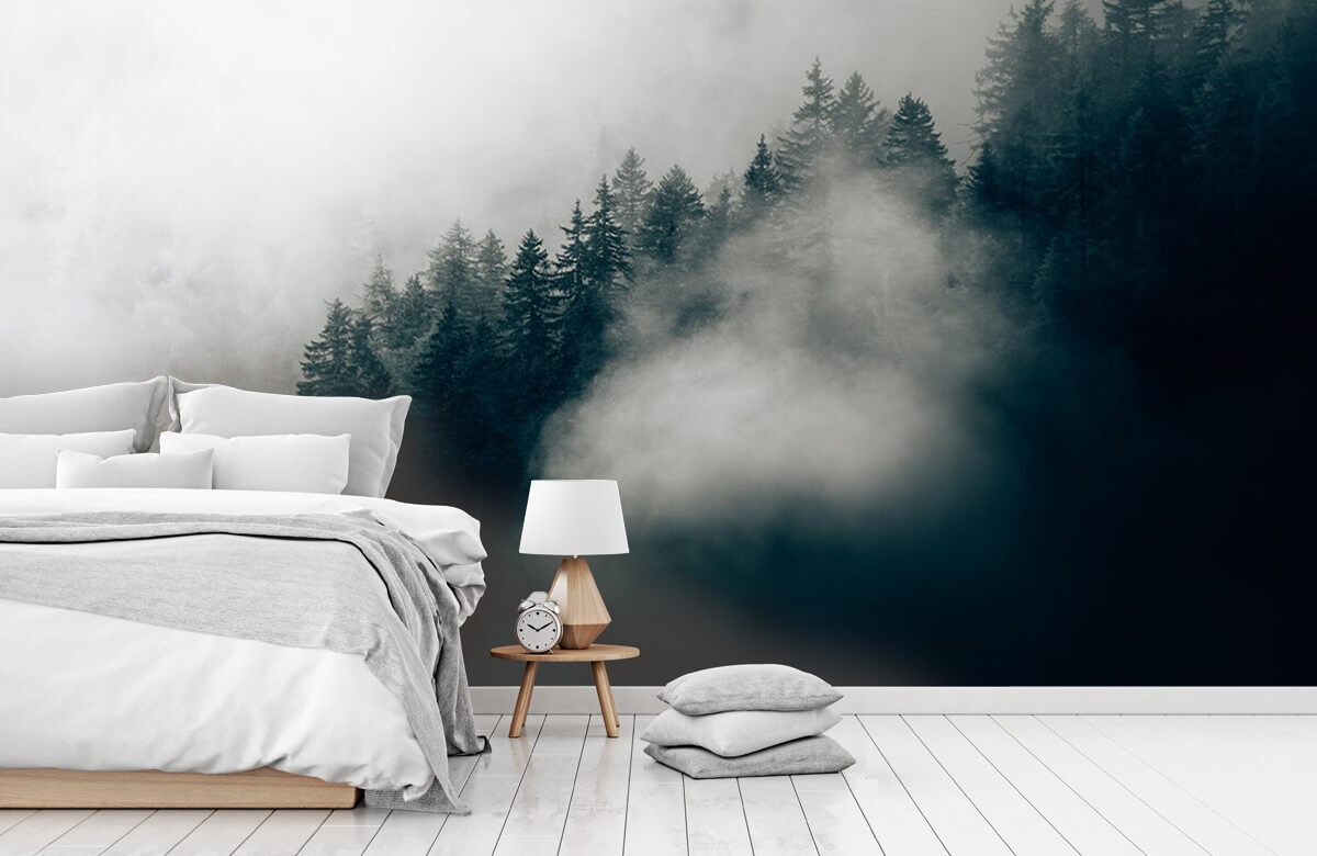 Empapelado Papel pintado con Mañana alpina con niebla - Habitación 1