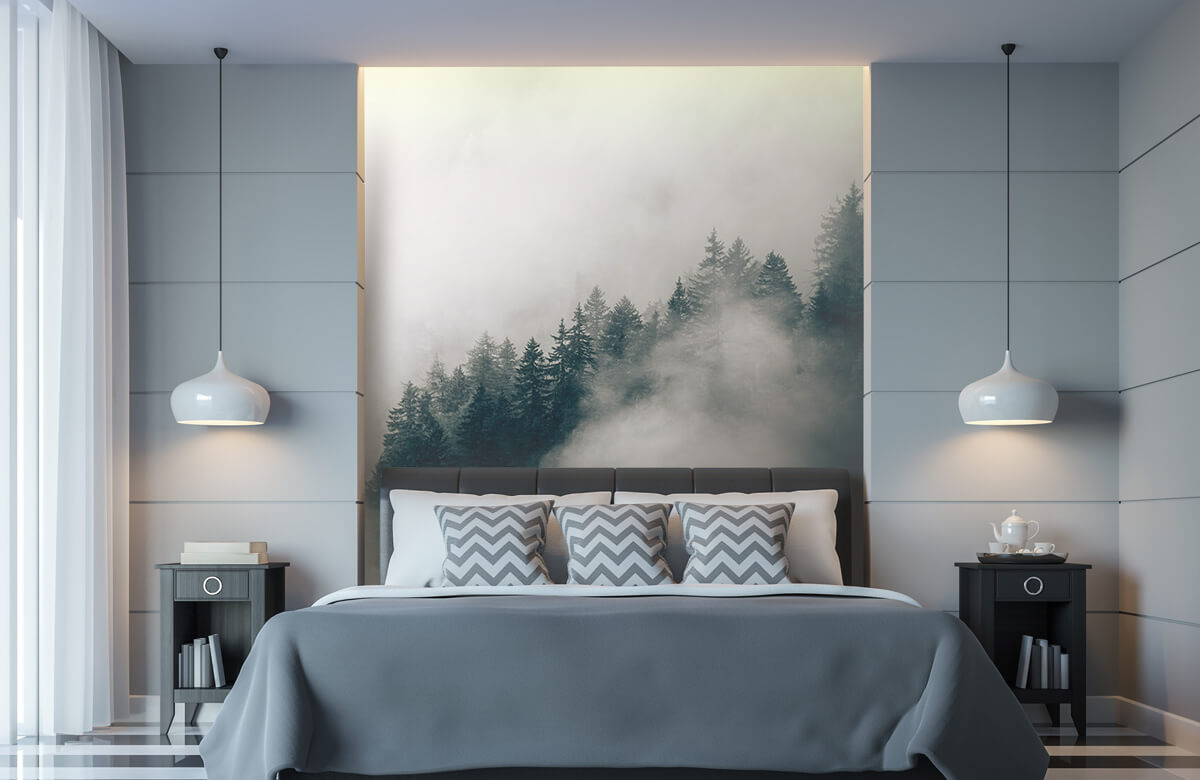 Empapelado Papel pintado con Mañana alpina con niebla - Habitación 8
