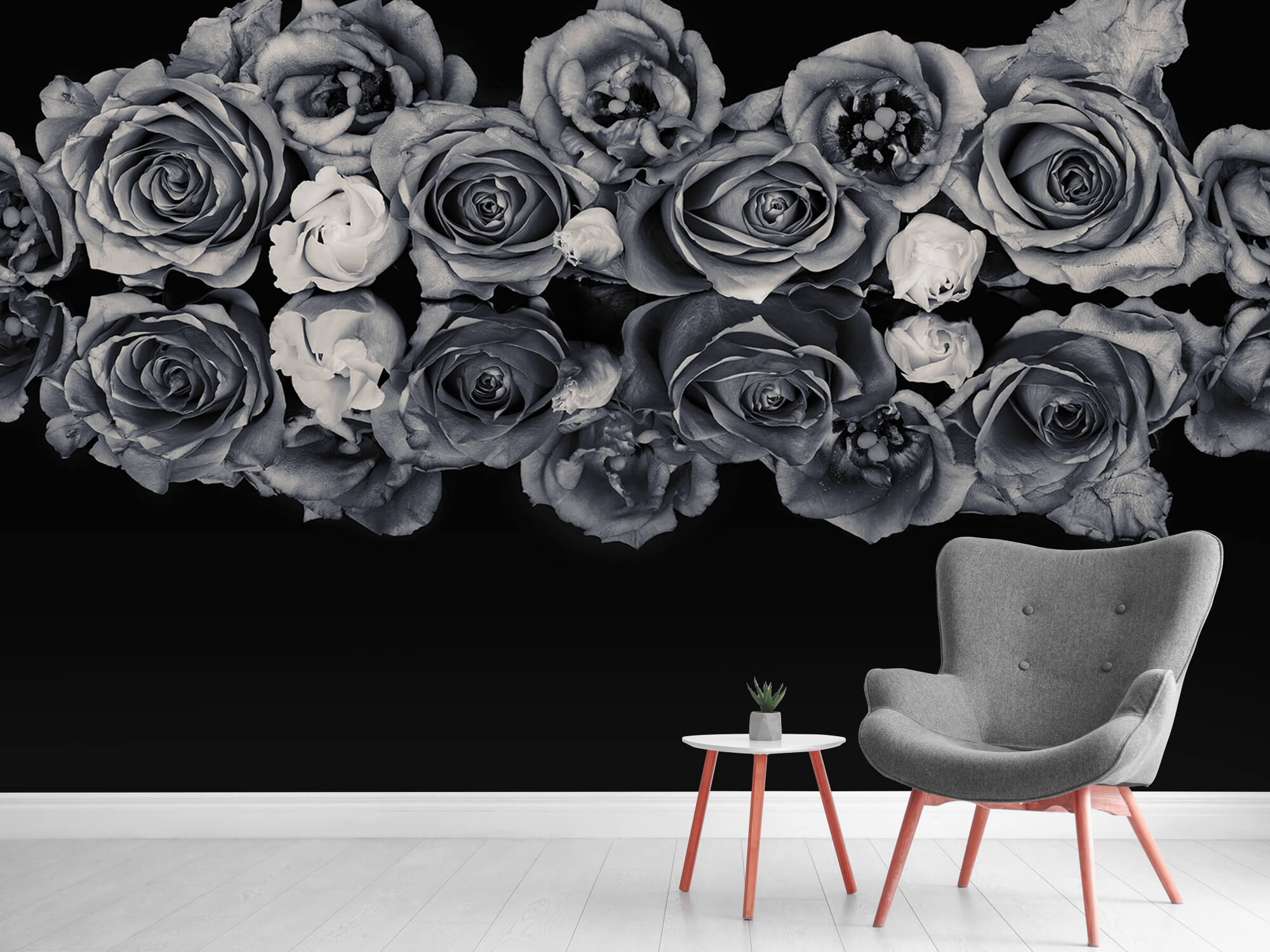 Flores Ramo de rosas en blanco y negro 7