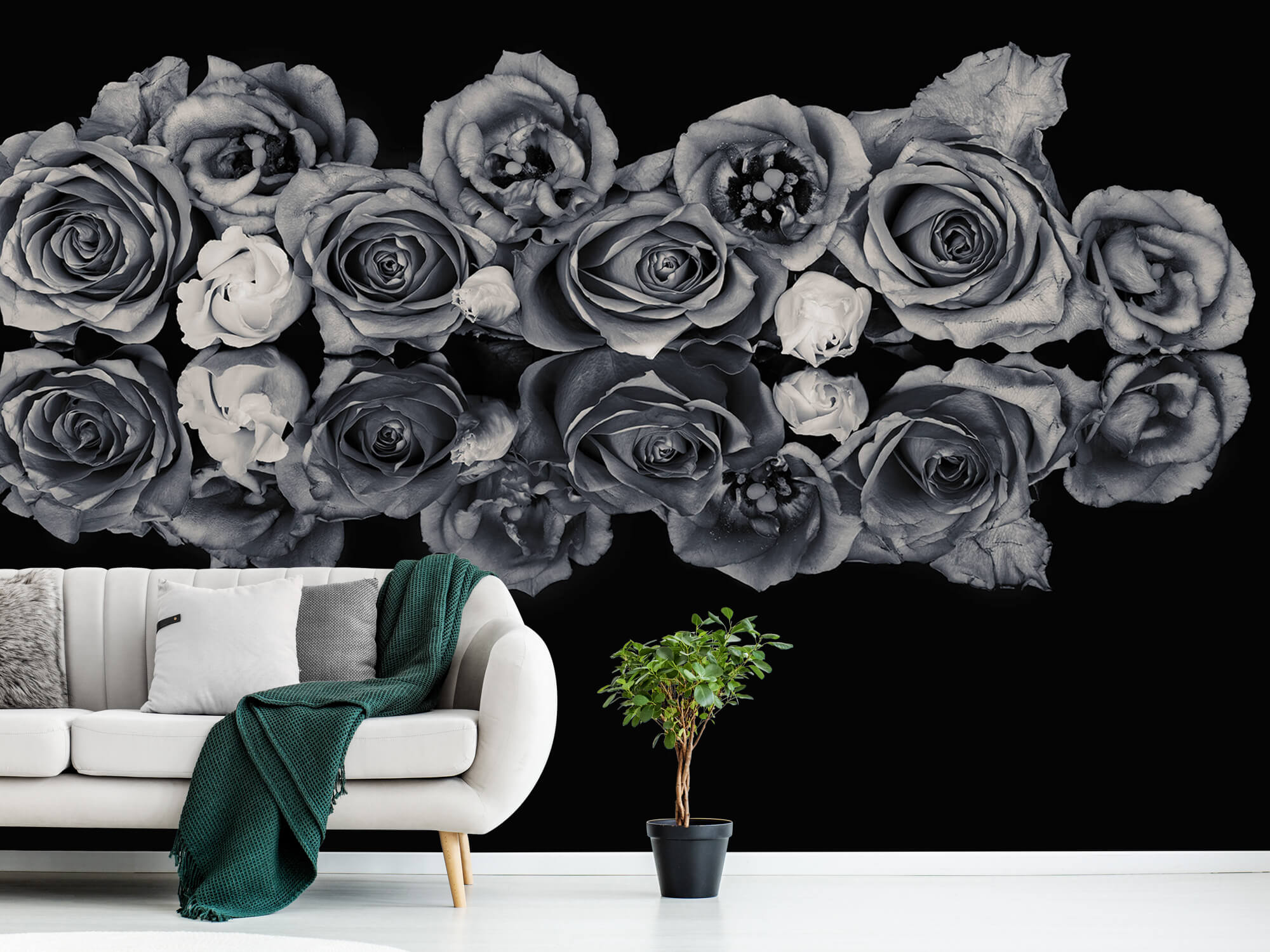 Flores Ramo de rosas en blanco y negro 5