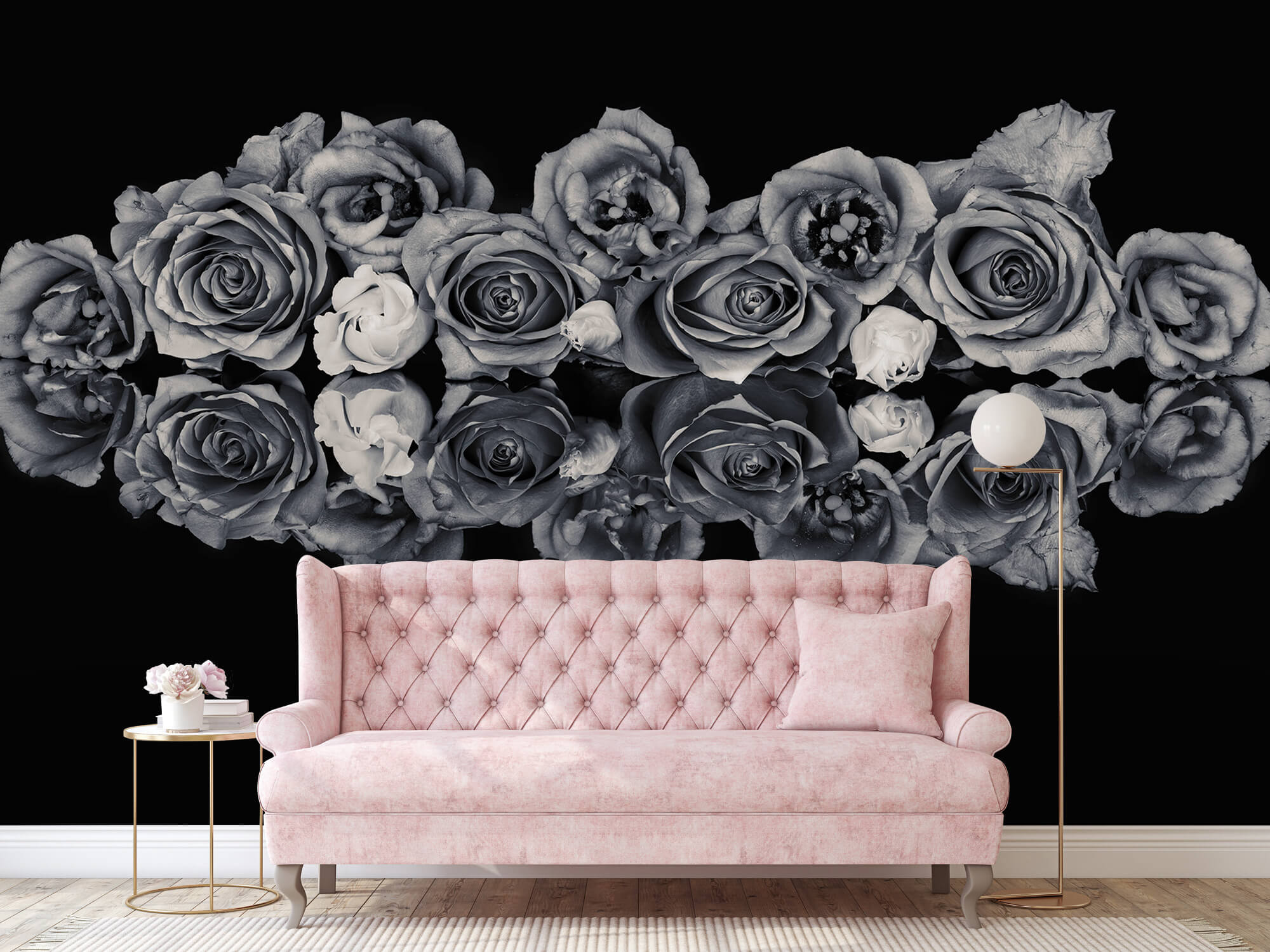 Flores Ramo de rosas en blanco y negro 10