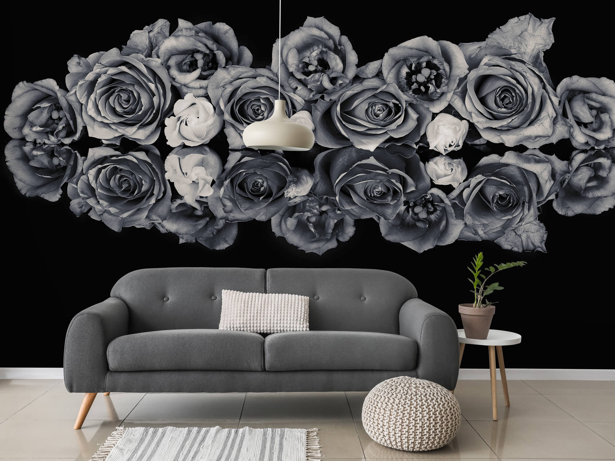 Flores Ramo de rosas en blanco y negro 11