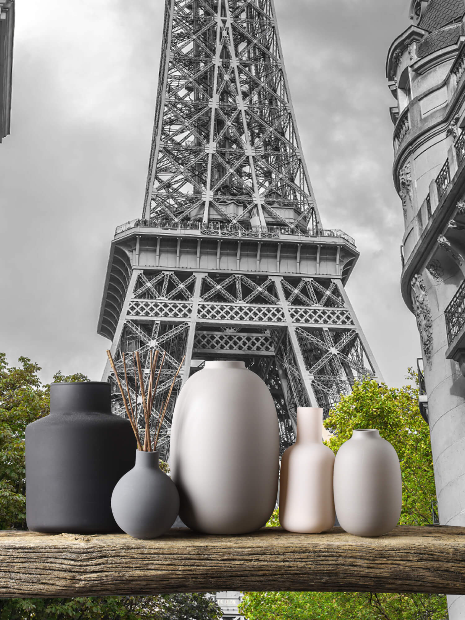  Papel pintado con Torre Eiffel en blanco y negro - Pasillo 6