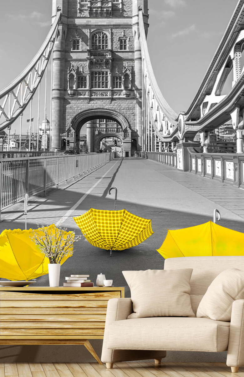  Papel pintado con Paraguas amarillos en el Tower Bridge - Salón 3