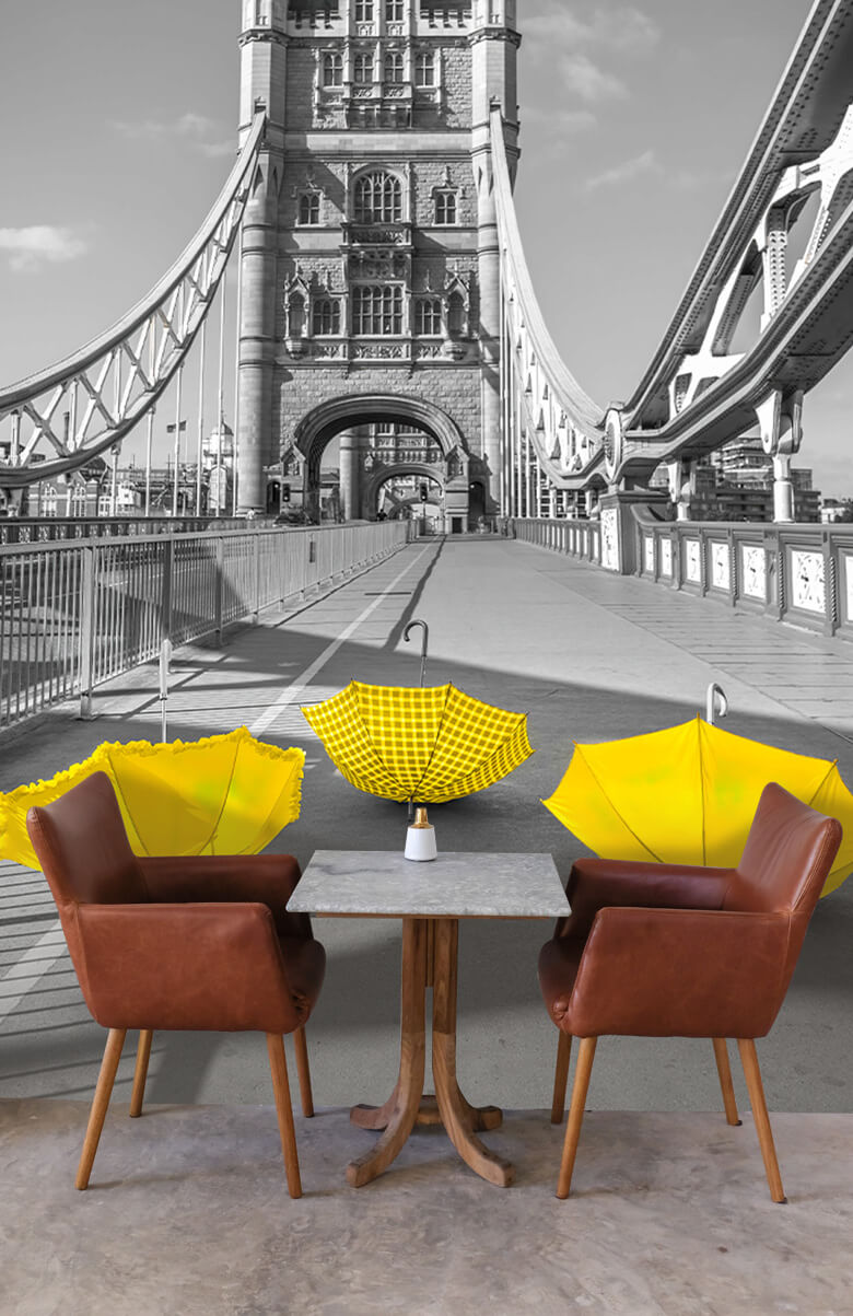  Papel pintado con Paraguas amarillos en el Tower Bridge - Salón 2