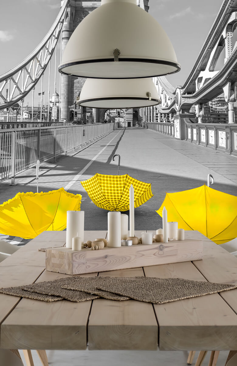  Papel pintado con Paraguas amarillos en el Tower Bridge - Salón 8