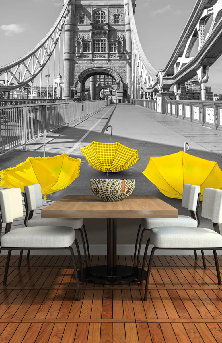  Papel pintado con Paraguas amarillos en el Tower Bridge - Salón 10