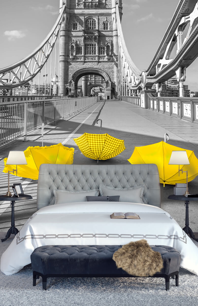  Papel pintado con Paraguas amarillos en el Tower Bridge - Salón 6