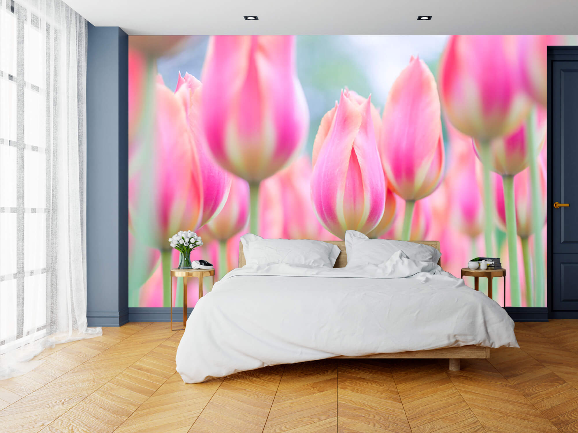  Papel pintado con Primer plano de tulipanes rosas - Pasillo 10