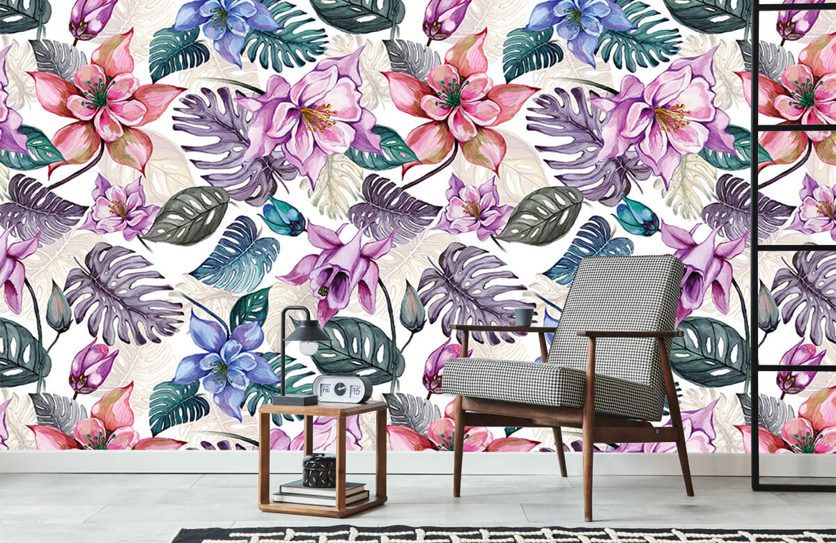 wallpaper Patrón tropical rosa 1
