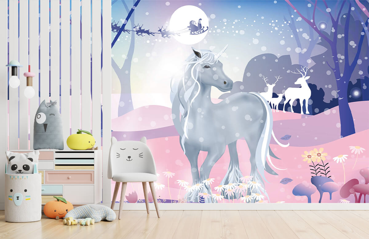 wallpaper Unicornio en la nieve 1