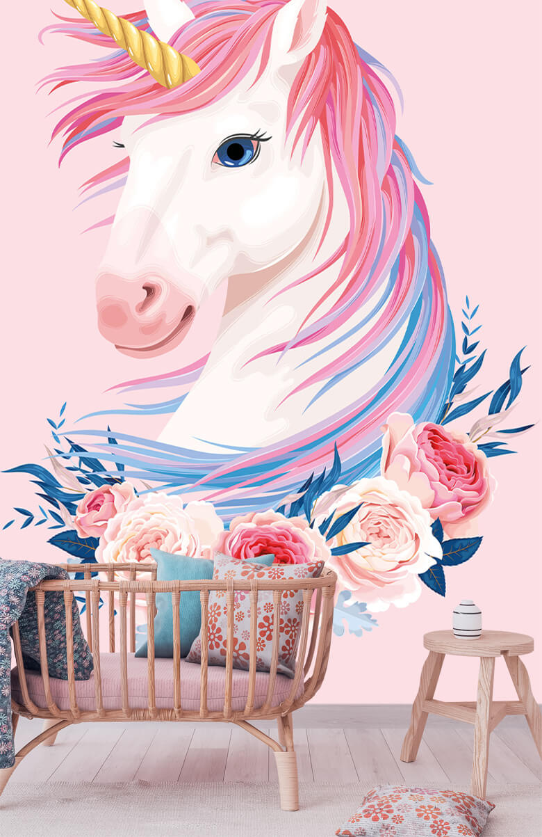 wallpaper Unicornio con flores 3
