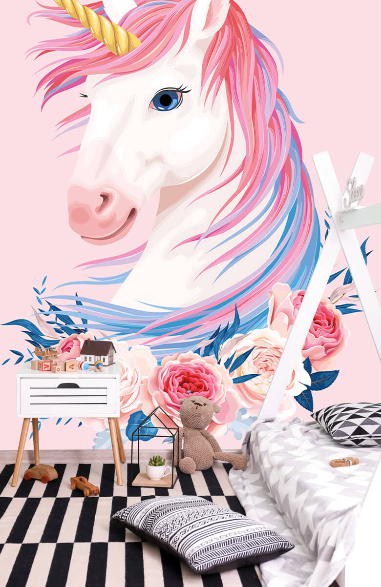 wallpaper Unicornio con flores 5